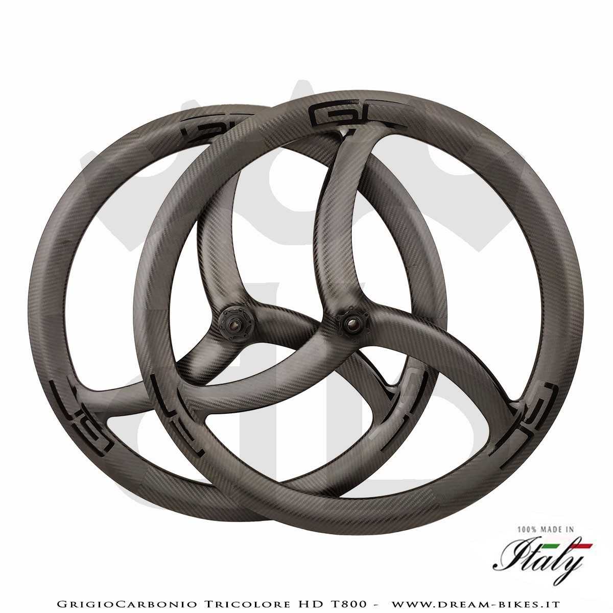 GrigioCarbonio Tricolore HD T800 29" Ruote a Razze Carbon E-Bike 1390 gr.