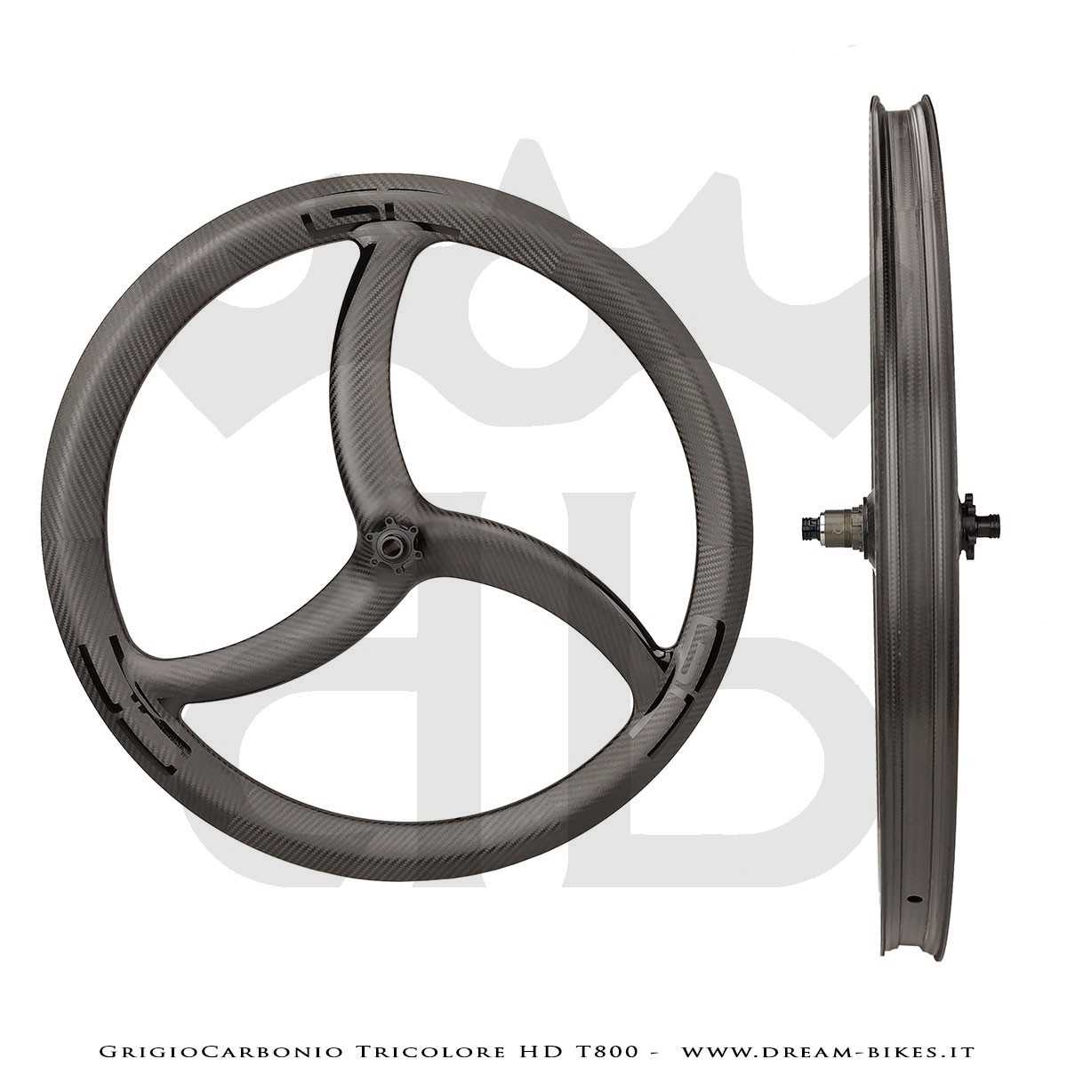 GrigioCarbonio Tricolore HD T800 29" Ruote a Razze Carbon E-Bike 1390 gr.