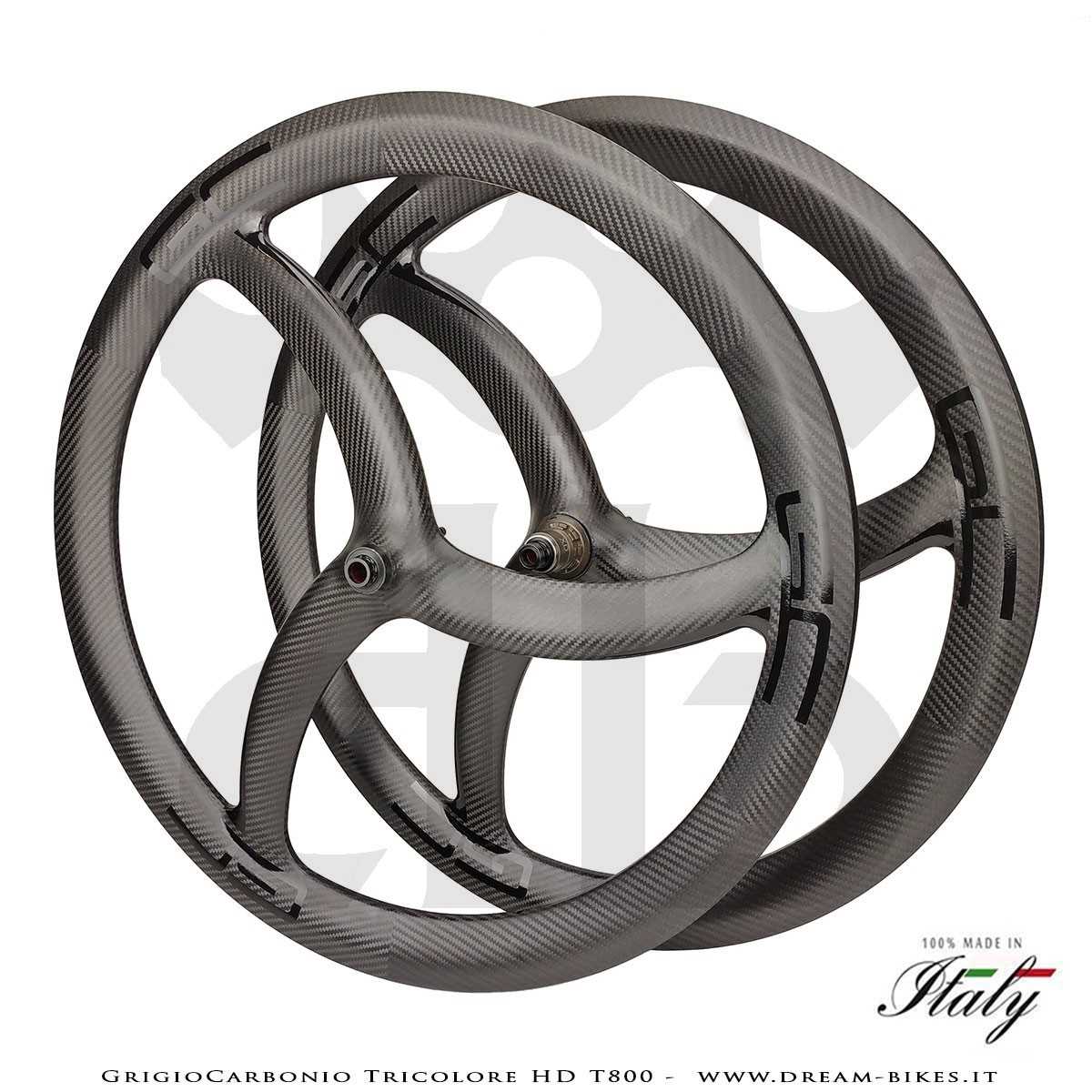 GrigioCarbonio Tricolore HD T800 29" Ruote a Razze Carbon E-Bike 1390 gr.