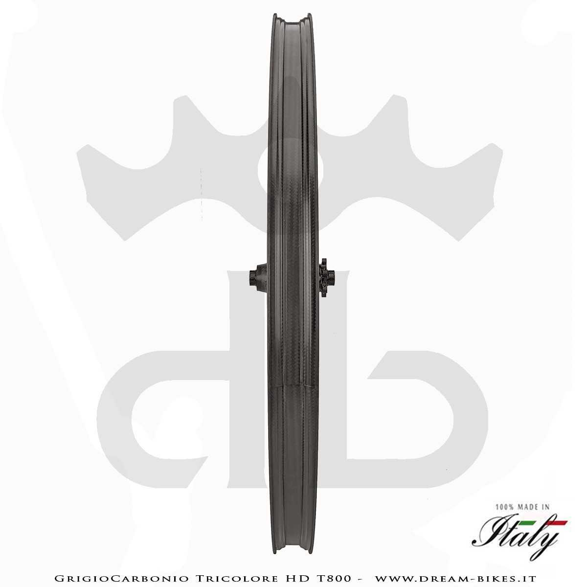 GrigioCarbonio Tricolore HD T800 29" Ruote a Razze Carbon E-Bike 1390 gr.