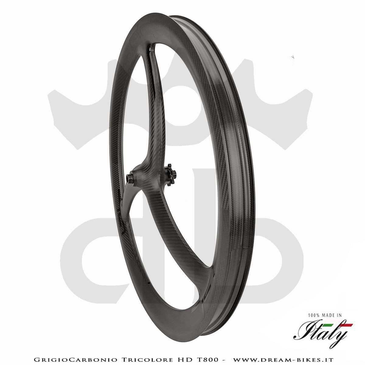 GrigioCarbonio Tricolore HD T800 29" Ruote a Razze Carbon E-Bike 1390 gr.