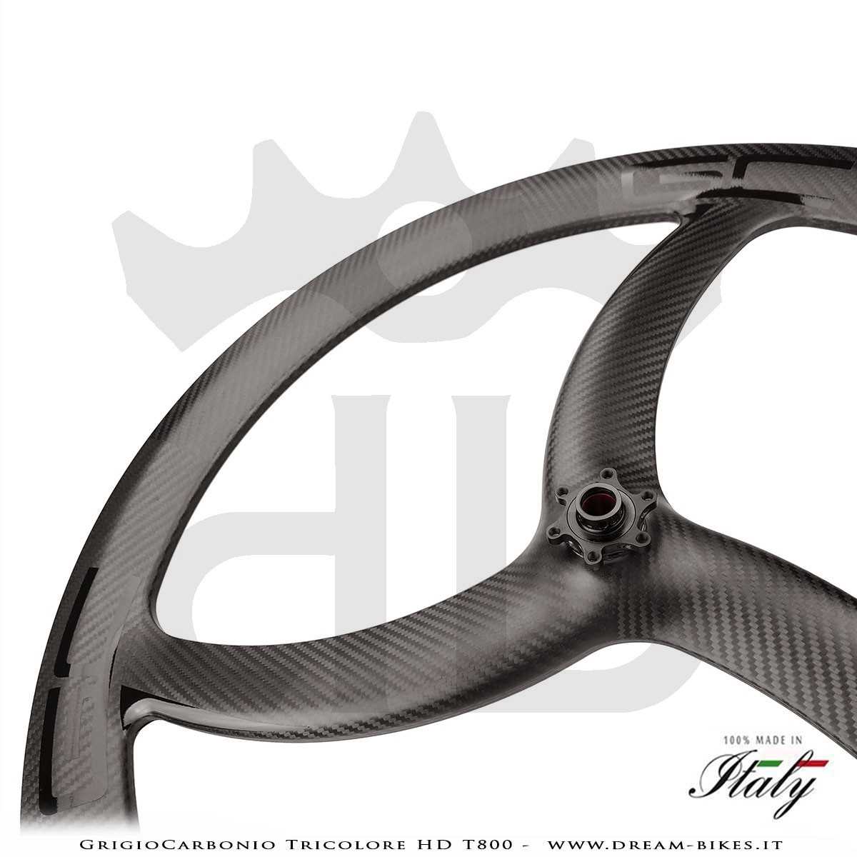 GrigioCarbonio Tricolore HD T800 29" Ruote a Razze Carbon E-Bike 1390 gr.