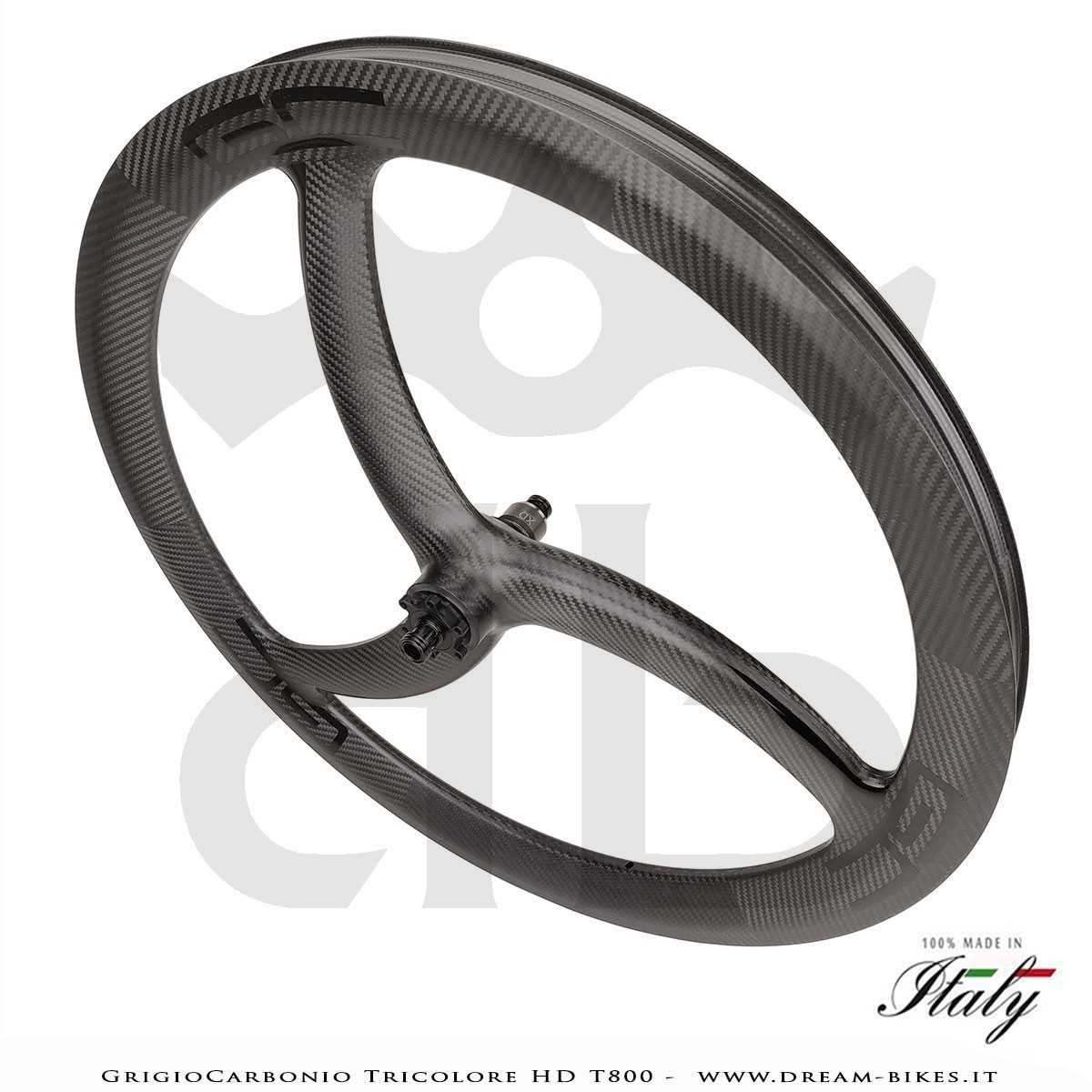 GrigioCarbonio Tricolore HD T800 29" Ruote a Razze Carbon E-Bike 1390 gr.