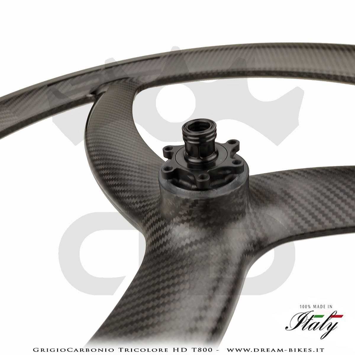 GrigioCarbonio Tricolore HD T800 29" Ruote a Razze Carbon E-Bike 1390 gr.