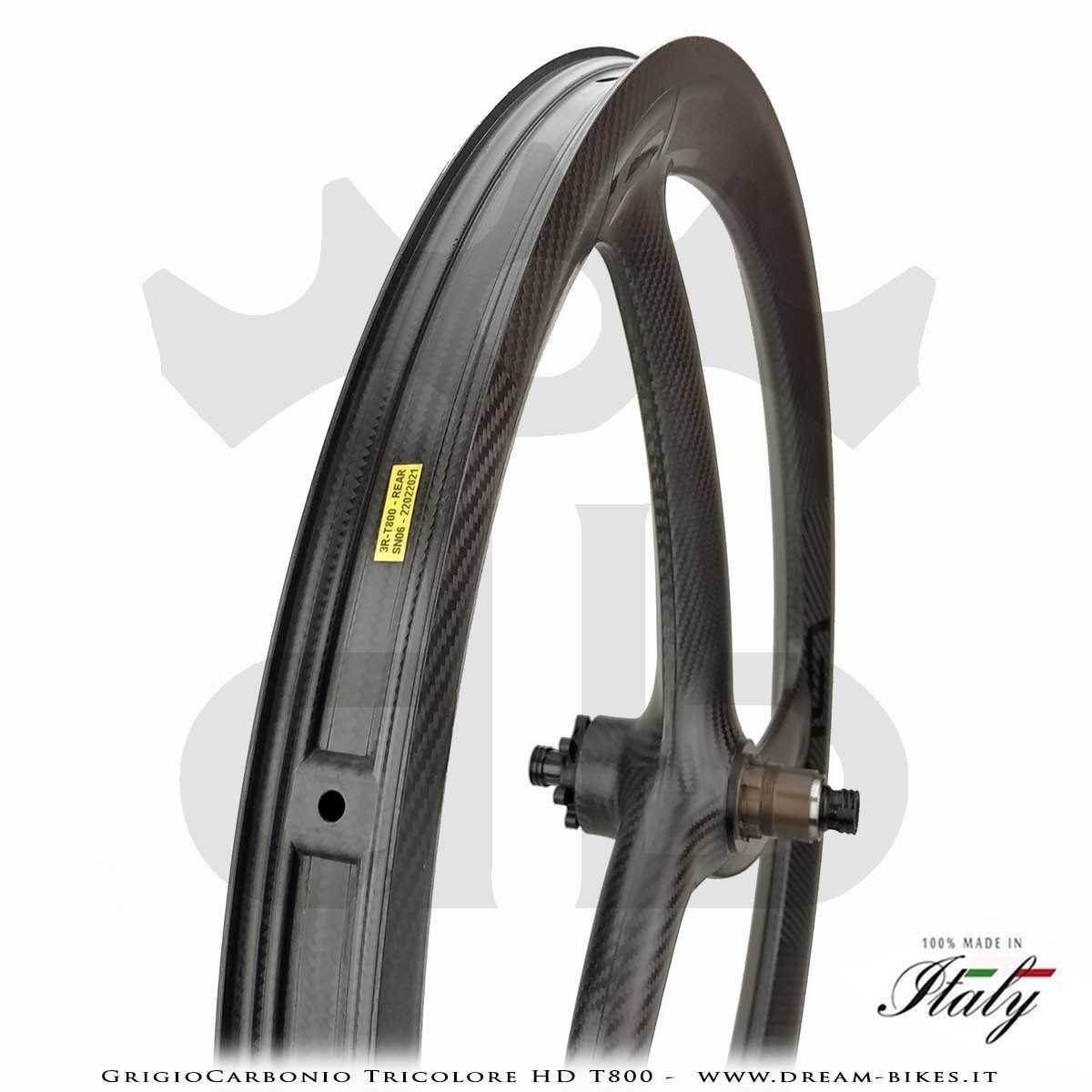 GrigioCarbonio Tricolore HD T800 29" Ruote a Razze Carbon E-Bike 1390 gr.