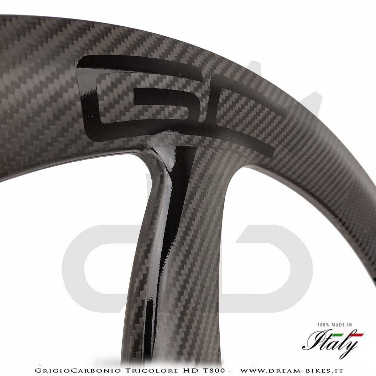 GrigioCarbonio Tricolore HD T800 29" Ruote a Razze Carbon E-Bike 1390 gr.