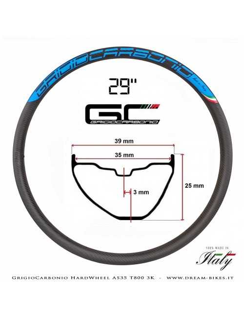 GrigioCarbonio HardWheel AS35 T800 3K Carbon 29" Clincher Rim 360 gr.