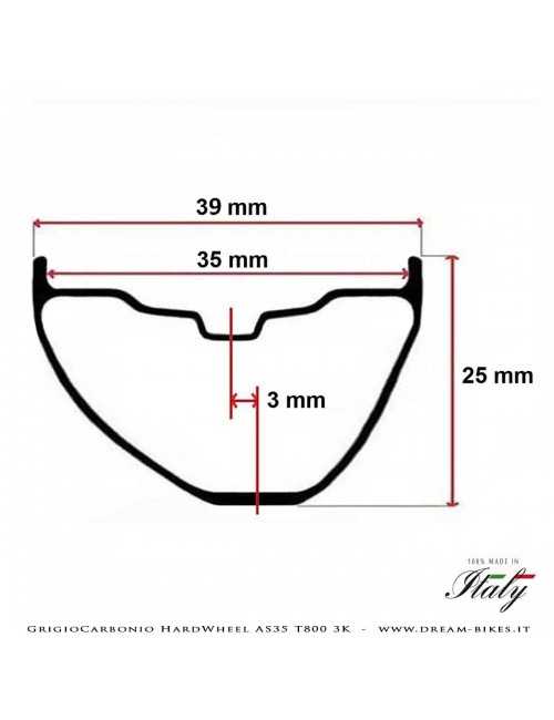 GrigioCarbonio HardWheel AS35 T800 3K Carbon 29" Clincher Rim 360 gr.