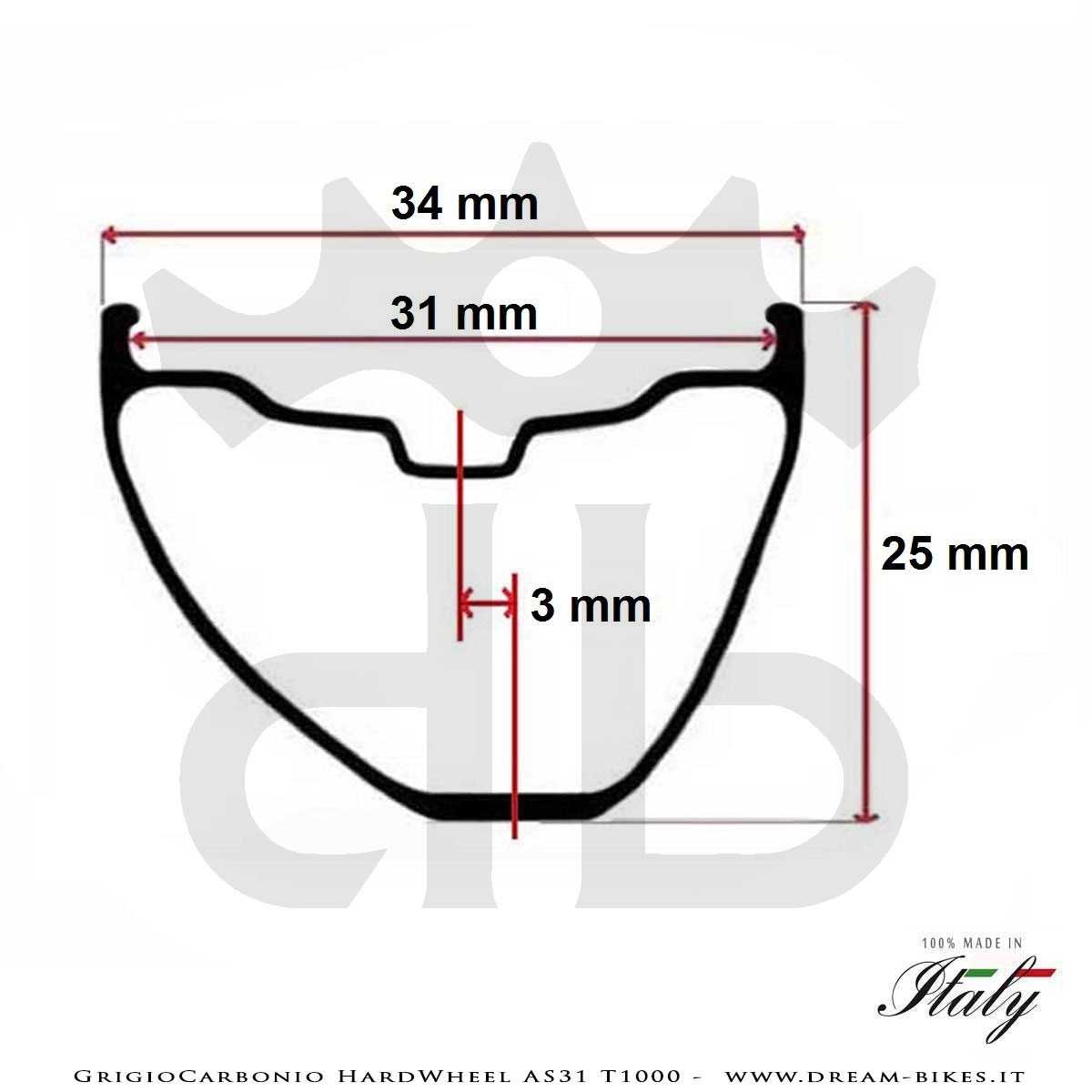 GrigioCarbonio HardWheel AS31 T1000  Carbon 29" Clincher Rim 290 gr.