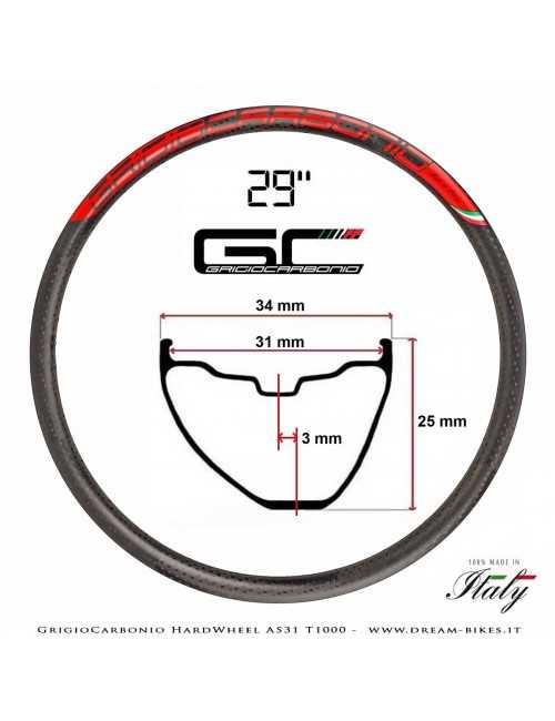 GrigioCarbonio HardWheel AS31 T1000  Carbon 29" Clincher Rim 290 gr.