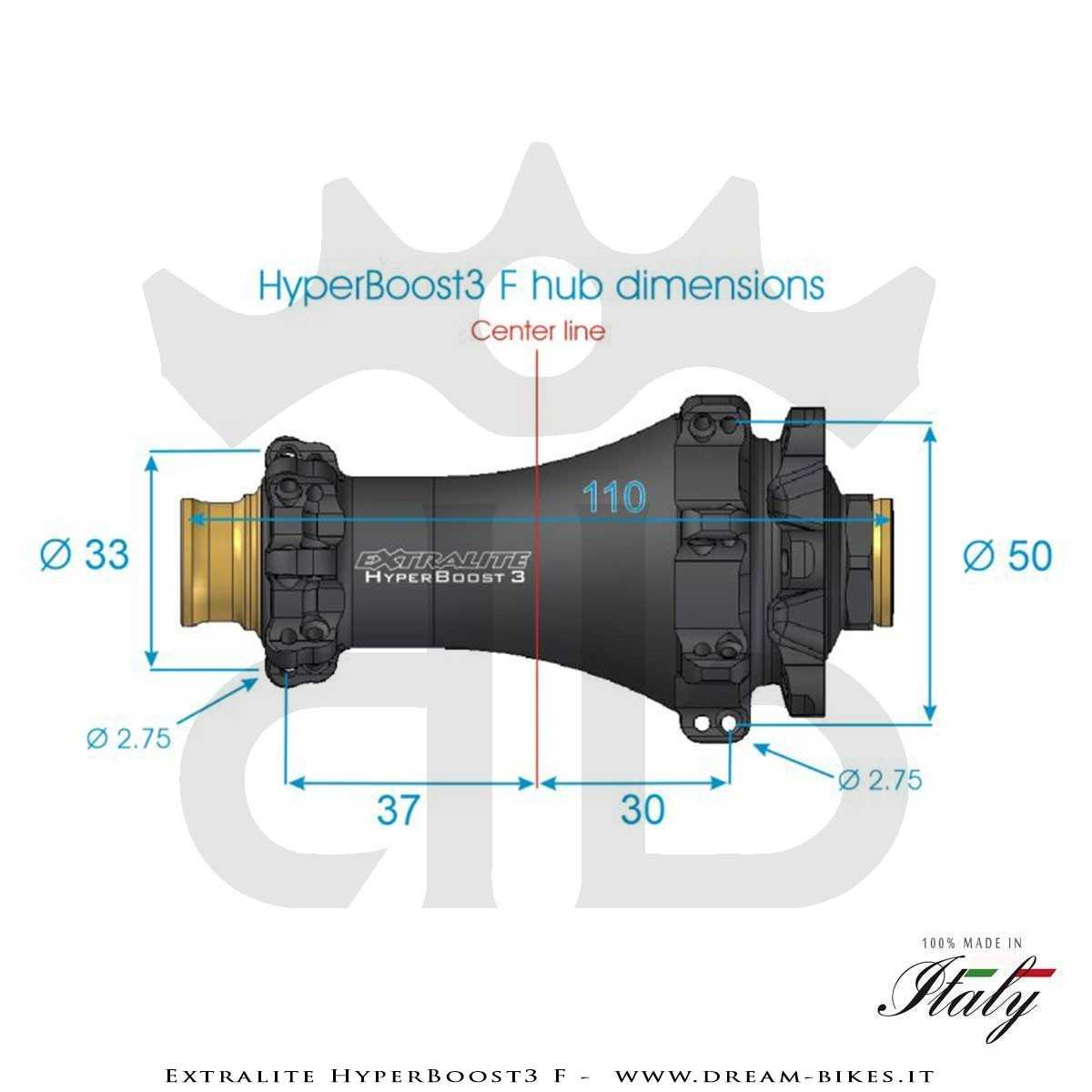 Extralite HyperBoost3 F Mozzo Anteriore MTB Boost 74 gr.