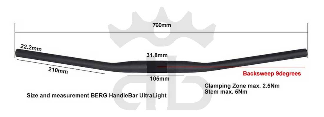 BERG Hrunting Curva Manubrio Carbon MTB Flat 9° 105 gr.