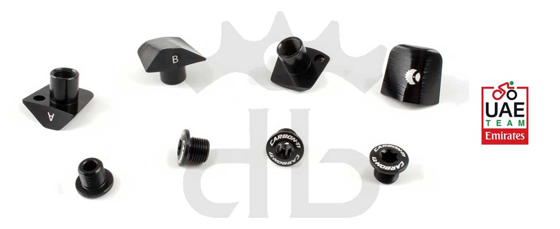 Carbon-Ti X-Cover DA9200 Black Kit Viti Fissaggio Corone Sagomate Per Pedivelle Dura-Ace 9200 12v