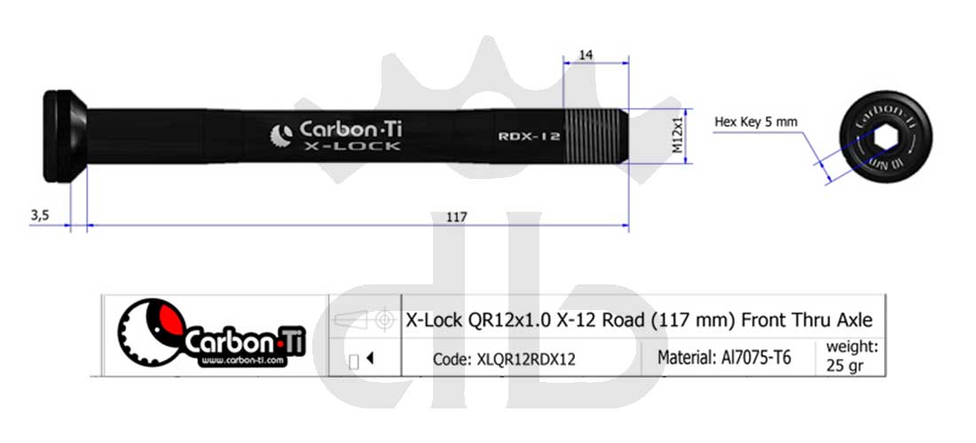 Carbon-Ti X-Lock QR12 Perno Passante Ruota Anteriore Strada
