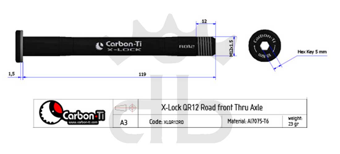 Carbon-Ti X-Lock QR12 Perno Passante Ruota Anteriore Strada