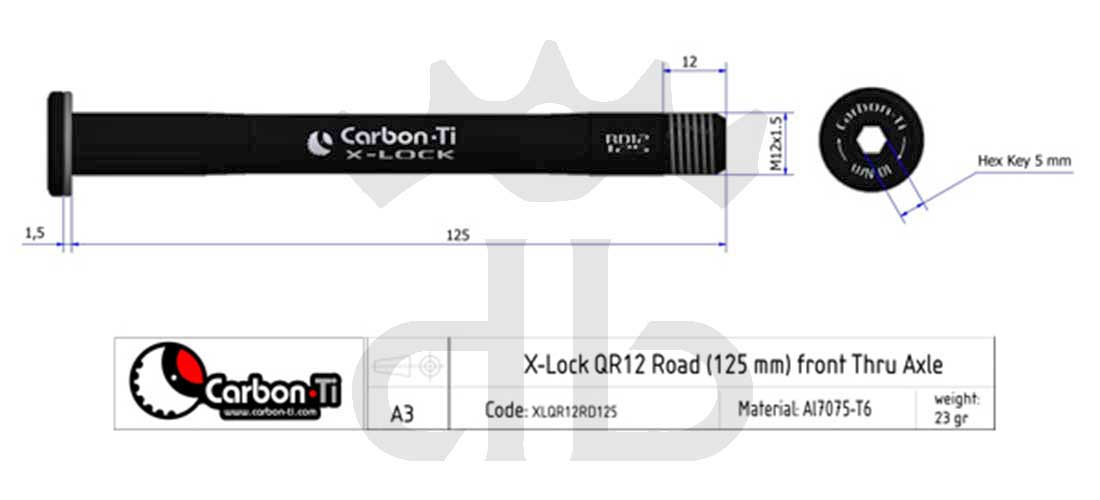 Carbon-Ti X-Lock QR12 Perno Passante Ruota Anteriore Strada