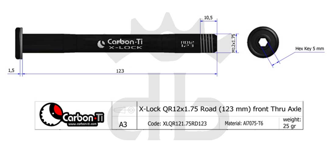 Carbon-Ti X-Lock QR12 Perno Passante Ruota Anteriore Strada