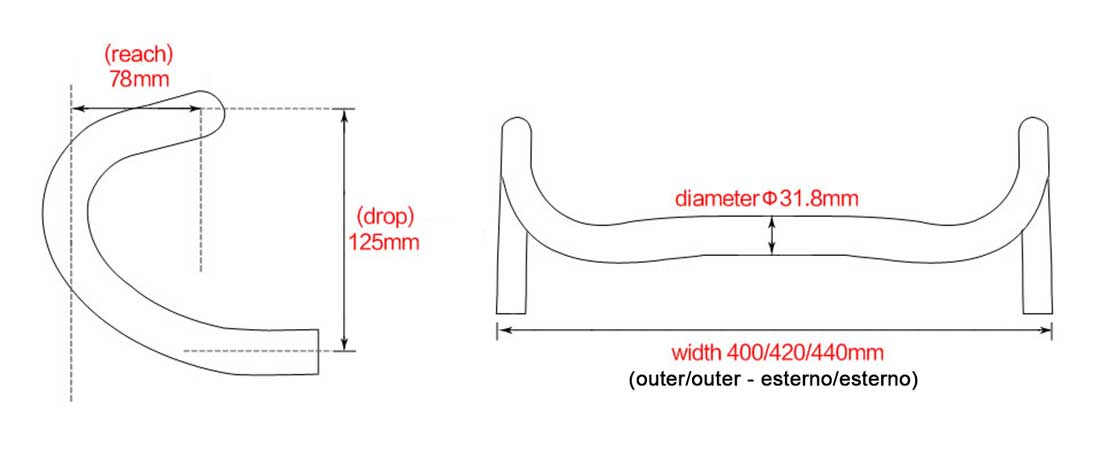 GrigioCarbonio Curva Manubrio Strada T800 Compact da 145 gr.