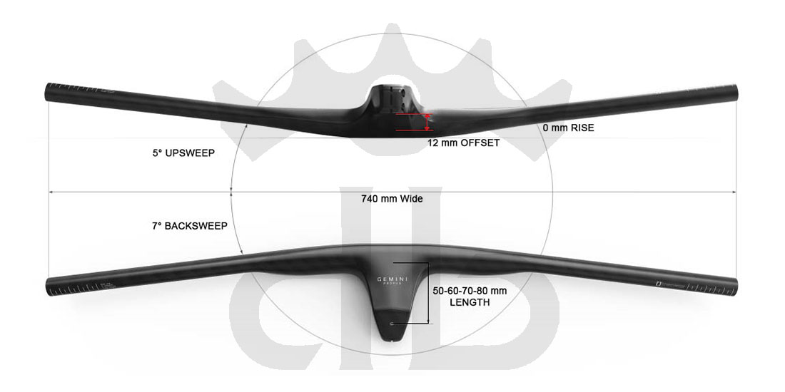 Gemini PRÖPUS  Manubrio Carbon Integrato MTB XC Ultraleggero Da 149 gr.