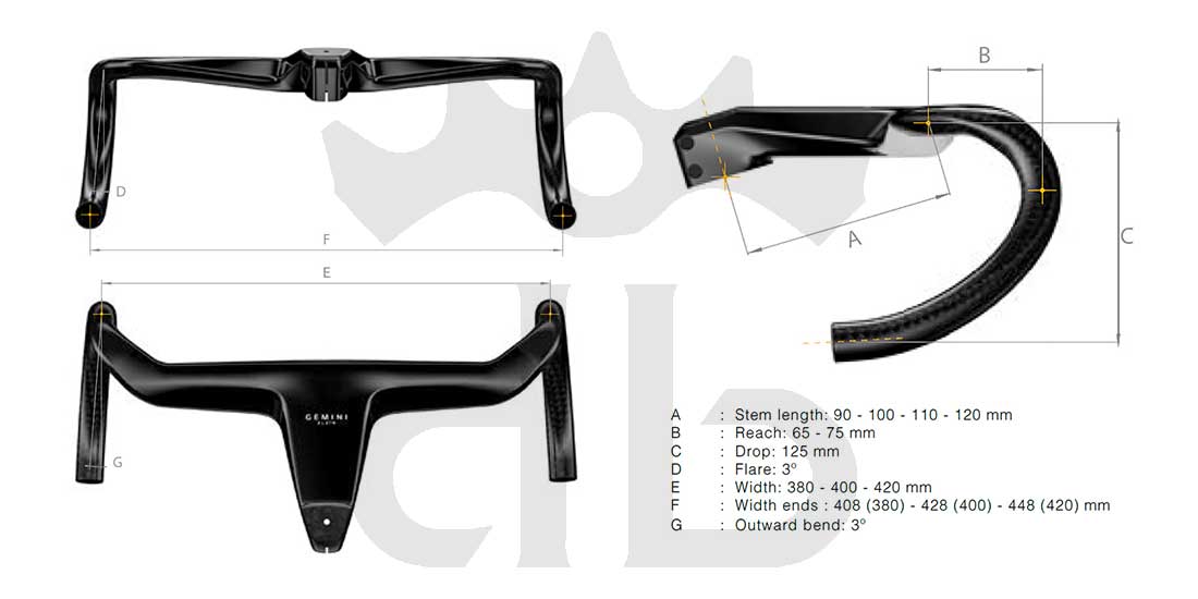 Gemini Alzir Curva Manubrio Integrata Strada Aerodinamica Ultraleggera
