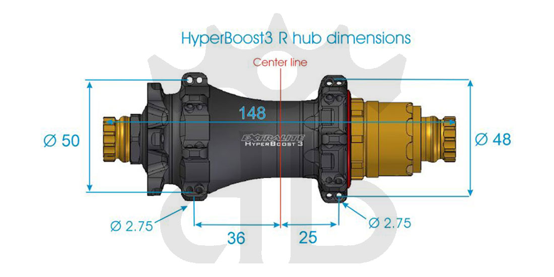 Extralite HyperBoost3 R MTB Boost Rear Hub 148 gr.